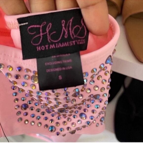 NWT Blush Iridescent Rhinestones Halter Multi Wear Swimsuit - Small - Small - Picture 3 of 12